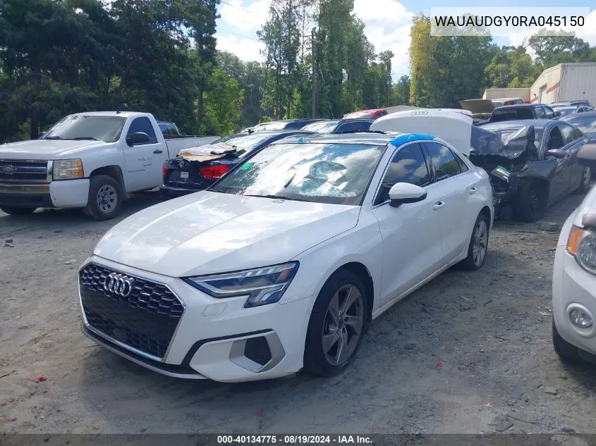 2024 Audi A3 Premium 40 Tfsi Front-Wheel Drive S Tronic VIN: WAUAUDGY0RA045150 Lot: 40134775