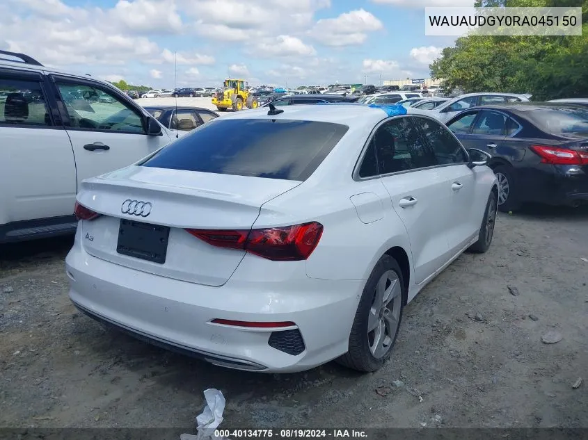 2024 Audi A3 Premium 40 Tfsi Front-Wheel Drive S Tronic VIN: WAUAUDGY0RA045150 Lot: 40134775