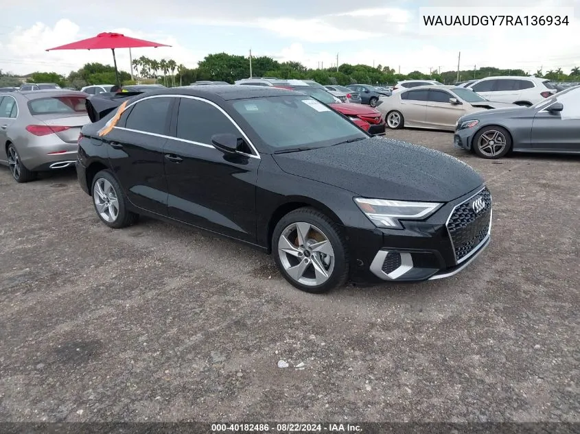 2024 Audi A3 Premium 40 Tfsi Front-Wheel Drive S Tronic VIN: WAUAUDGY7RA136934 Lot: 40182486