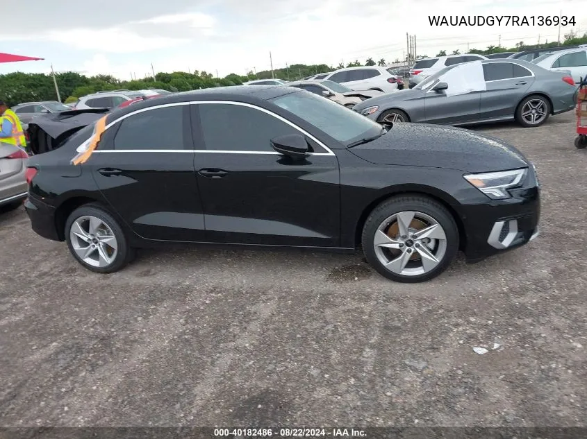 2024 Audi A3 Premium 40 Tfsi Front-Wheel Drive S Tronic VIN: WAUAUDGY7RA136934 Lot: 40182486