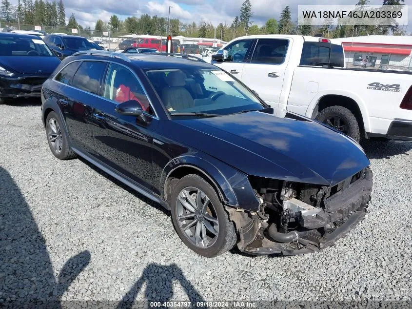 2018 Audi A4 Allroad 2.0T Premium/2.0T Tech Premium VIN: WA18NAF46JA203369 Lot: 40354797