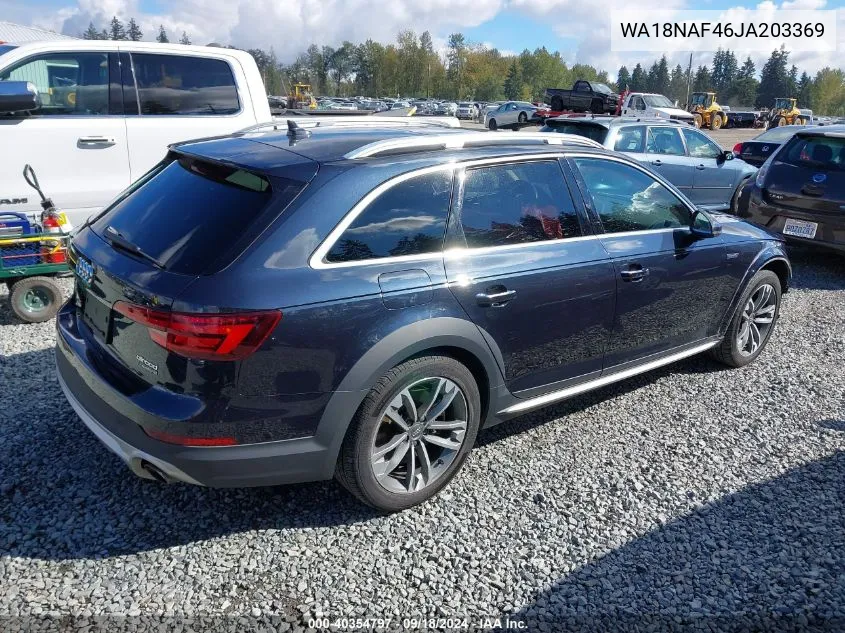 2018 Audi A4 Allroad 2.0T Premium/2.0T Tech Premium VIN: WA18NAF46JA203369 Lot: 40354797