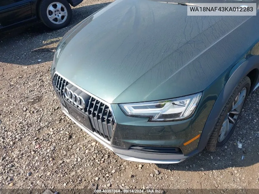 2019 Audi A4 Allroad 45 Premium VIN: WA18NAF43KA012283 Lot: 40357064