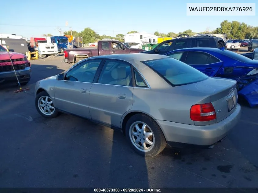 1999 Audi A4 2.8 VIN: WAUED28D8XA276926 Lot: 40373350