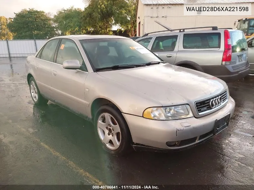 1999 Audi A4 2.8 VIN: WAUED28D6XA221598 Lot: 40786641