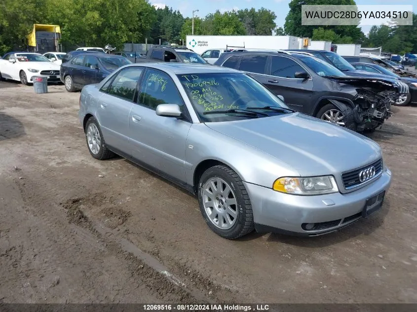 2000 Audi A4 VIN: WAUDC28D6YA034510 Lot: 12069516