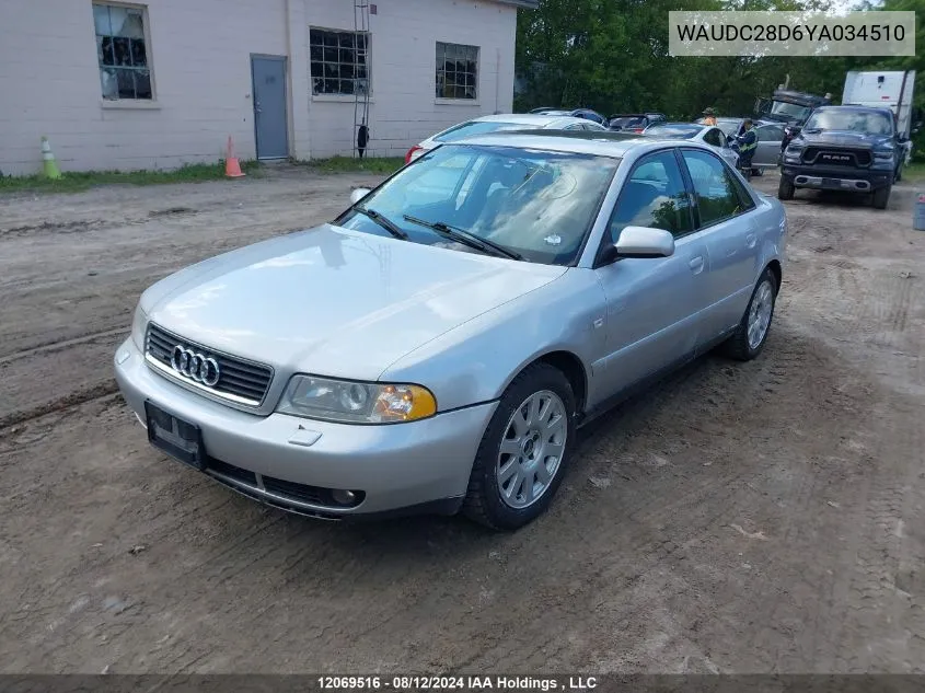 2000 Audi A4 VIN: WAUDC28D6YA034510 Lot: 12069516