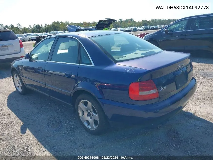 WAUDH68DX1A092778 2001 Audi A4 2.8 Quattro