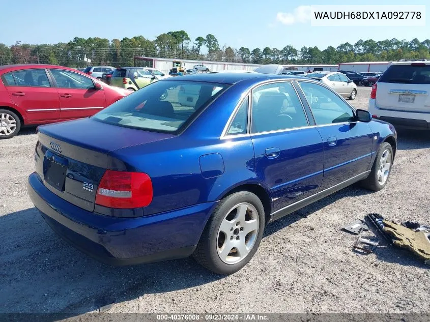 2001 Audi A4 2.8 Quattro VIN: WAUDH68DX1A092778 Lot: 40376008