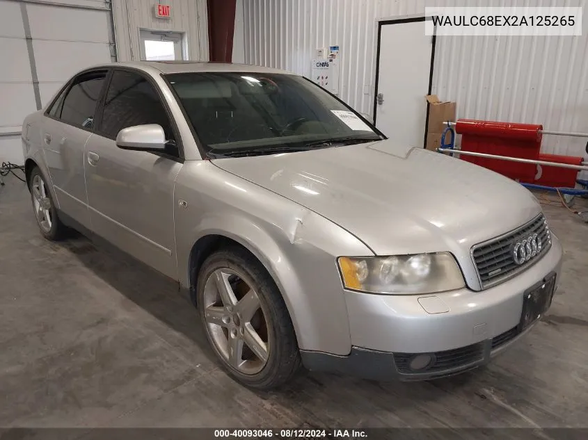 2002 Audi A4 1.8T VIN: WAULC68EX2A125265 Lot: 40093046