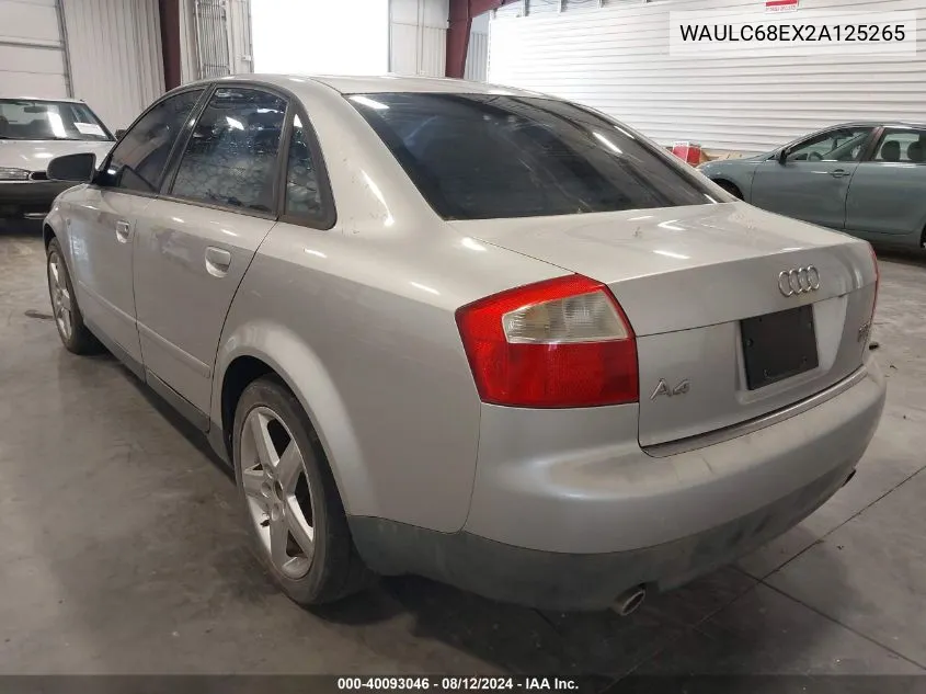 2002 Audi A4 1.8T VIN: WAULC68EX2A125265 Lot: 40093046