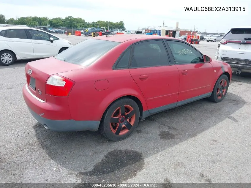 WAULC68EX2A313915 2002 Audi A4 1.8T