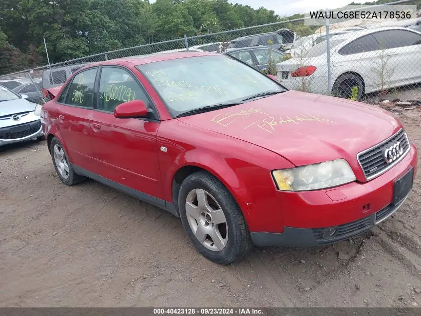 2002 Audi A4 1.8T VIN: WAULC68E52A178536 Lot: 40423128