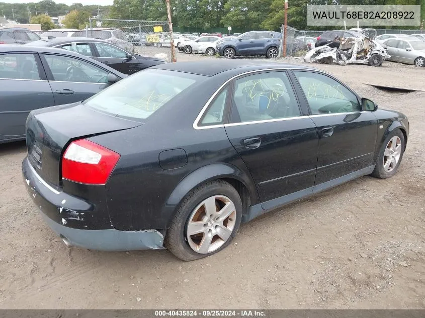 2002 Audi A4 3.0 VIN: WAULT68E82A208922 Lot: 40435824