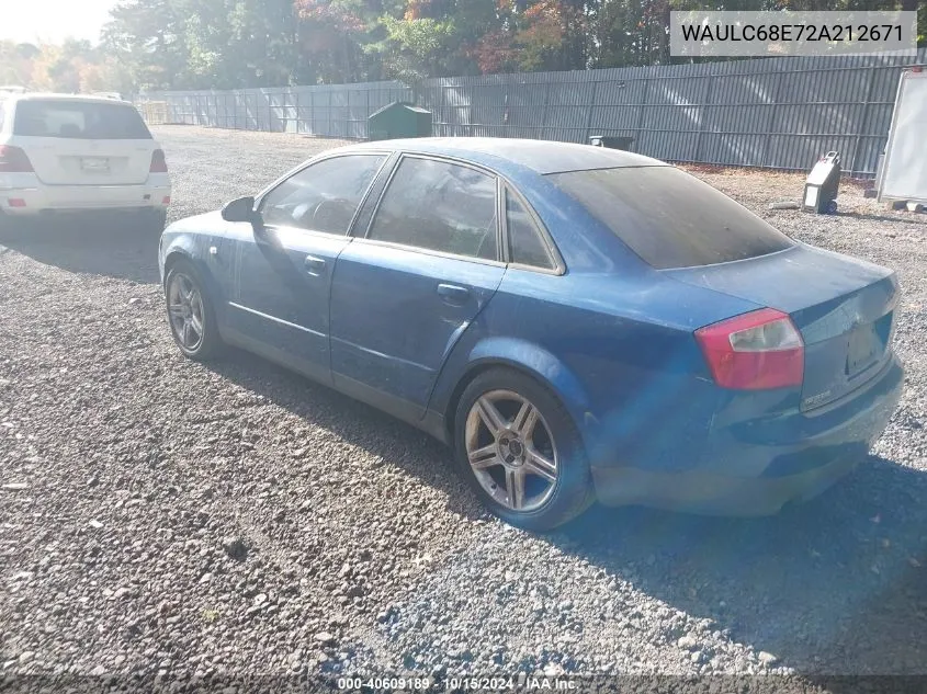 2002 Audi A4 1.8T VIN: WAULC68E72A212671 Lot: 40609189