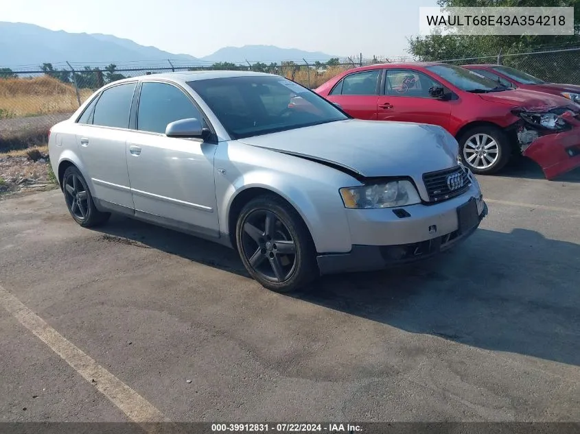 2003 Audi A4 3.0 VIN: WAULT68E43A354218 Lot: 39912831