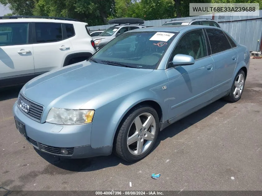 2003 Audi A4 3.0 VIN: WAULT68E33A239688 Lot: 40067396