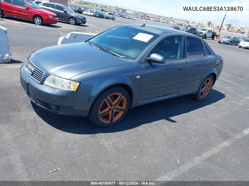 WAULC68E53A138670 2003 Audi A4 1.8T