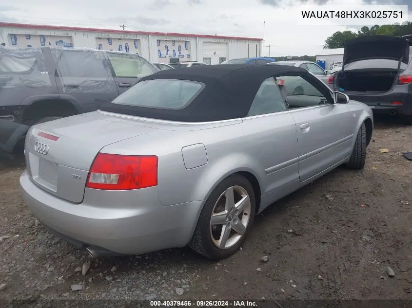 WAUAT48HX3K025751 2003 Audi A4 3.0