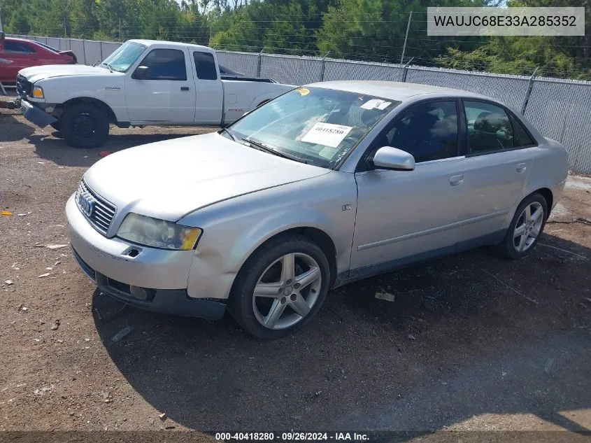 2003 Audi A4 1.8T VIN: WAUJC68E33A285352 Lot: 40418280