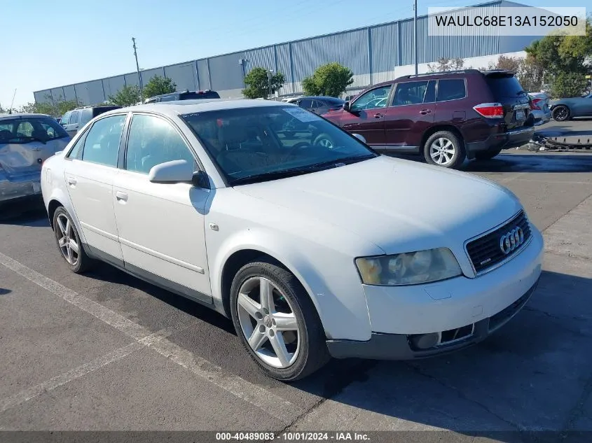 2003 Audi A4 1.8T VIN: WAULC68E13A152050 Lot: 40489083