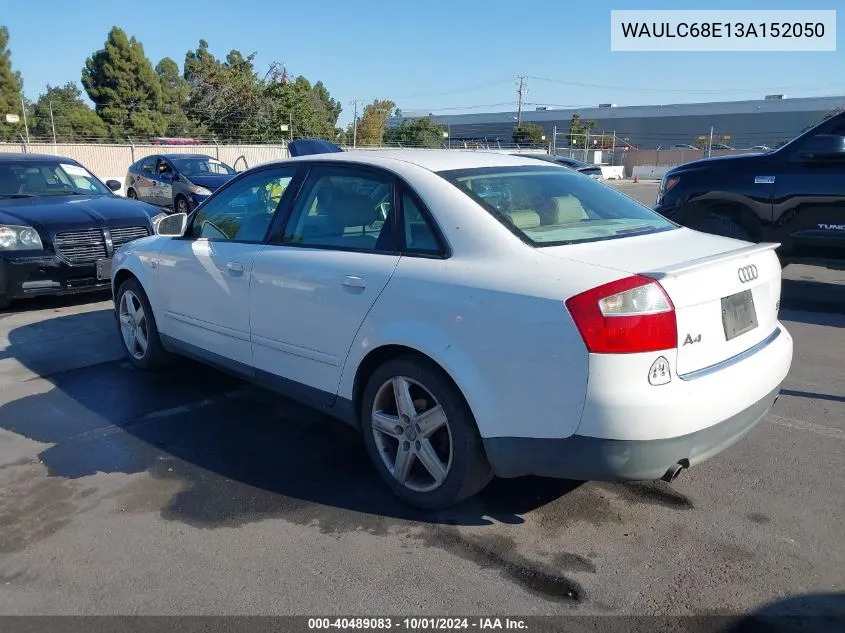 2003 Audi A4 1.8T VIN: WAULC68E13A152050 Lot: 40489083