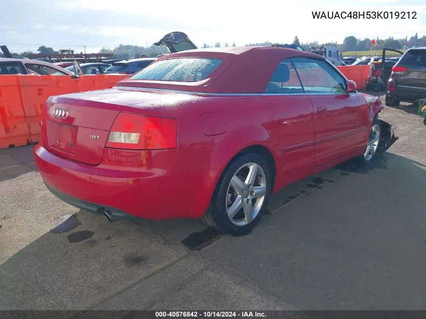 WAUAC48H53K019212 2003 Audi A4 1.8T