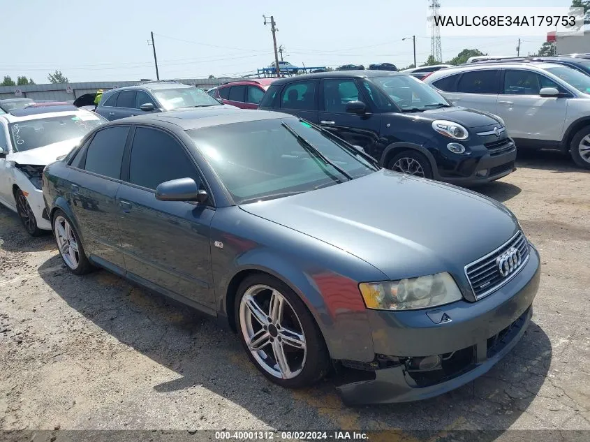 2004 Audi A4 1.8T VIN: WAULC68E34A179753 Lot: 40001312