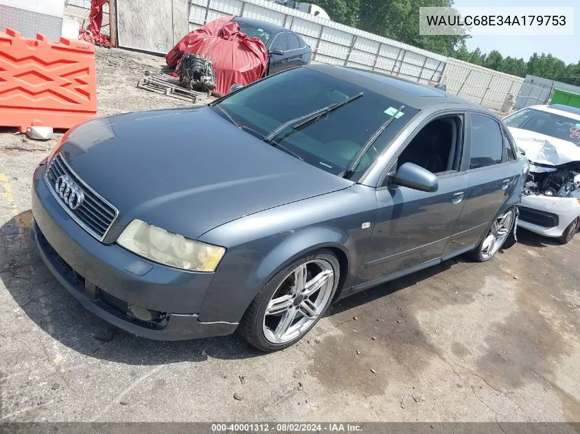 2004 Audi A4 1.8T VIN: WAULC68E34A179753 Lot: 40001312