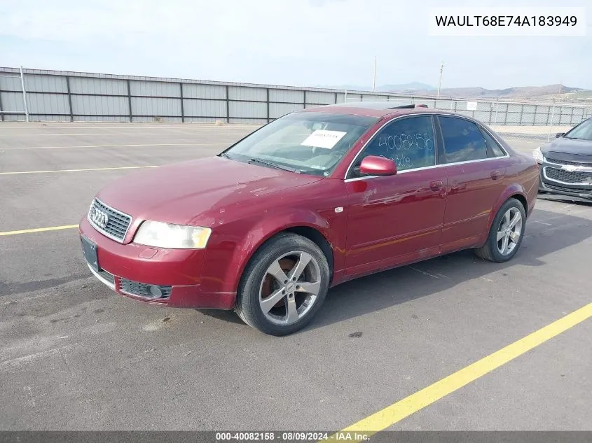 2004 Audi A4 3.0 VIN: WAULT68E74A183949 Lot: 40082158