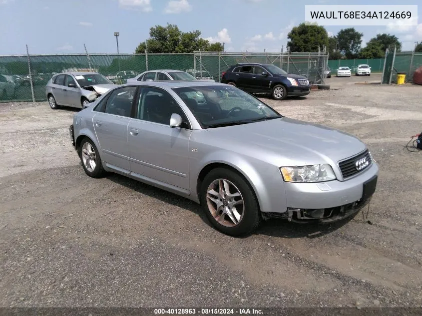 2004 Audi A4 3.0 VIN: WAULT68E34A124669 Lot: 40128963