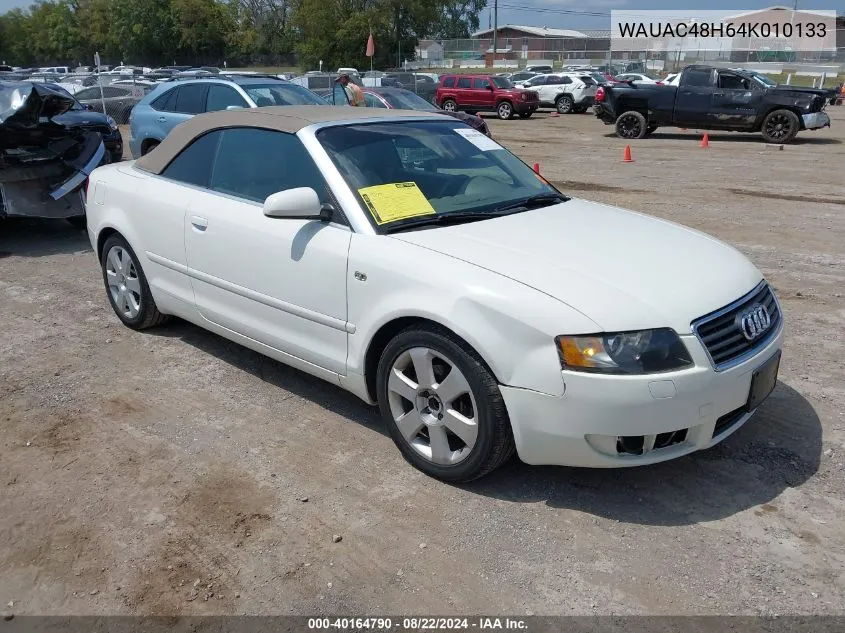 2004 Audi A4 1.8T VIN: WAUAC48H64K010133 Lot: 40164790