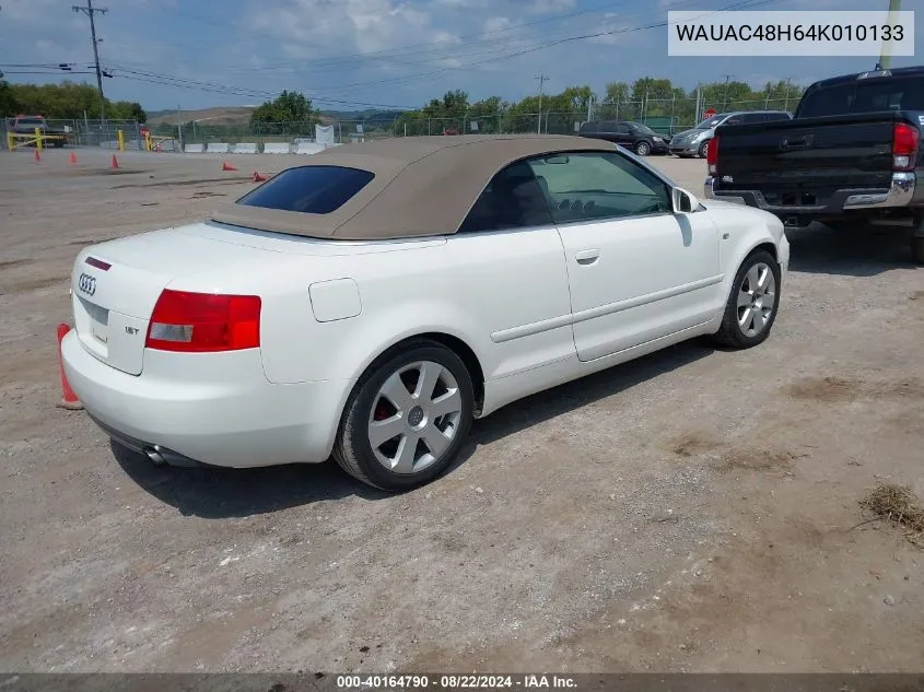 2004 Audi A4 1.8T VIN: WAUAC48H64K010133 Lot: 40164790