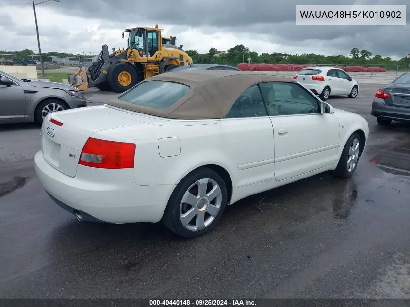 2004 Audi A4 1.8T VIN: WAUAC48H54K010902 Lot: 40440148