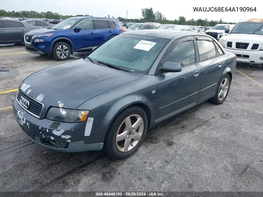 2004 Audi A4 1.8T VIN: WAUJC68E64A190964 Lot: 40446150