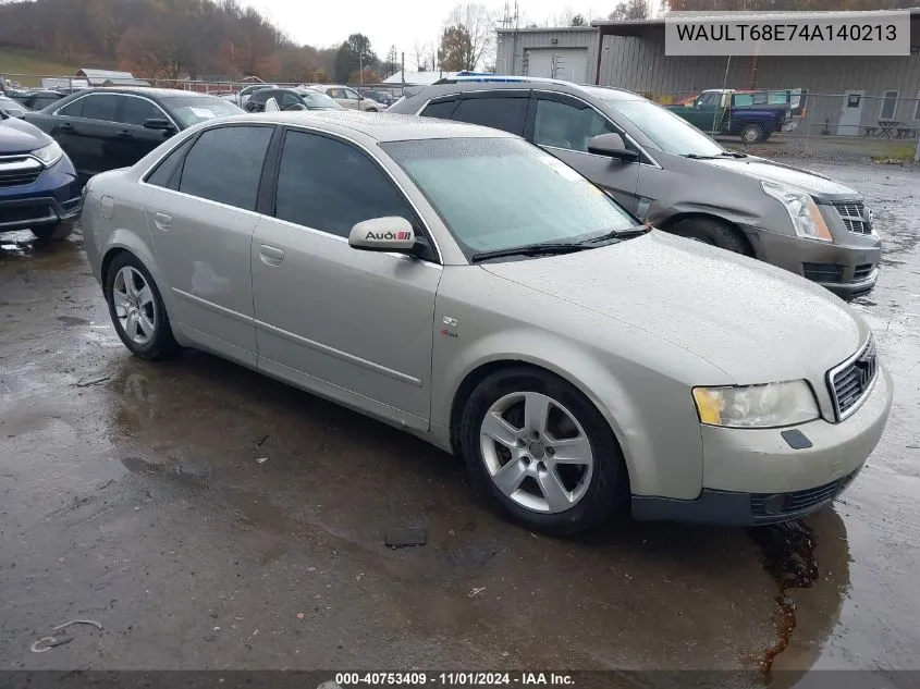 2004 Audi A4 3.0 VIN: WAULT68E74A140213 Lot: 40753409