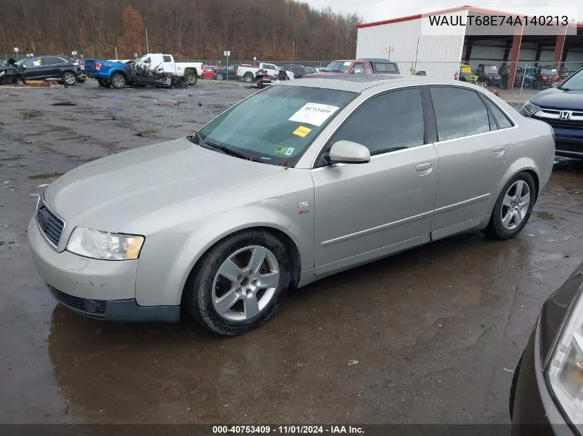 2004 Audi A4 3.0 VIN: WAULT68E74A140213 Lot: 40753409