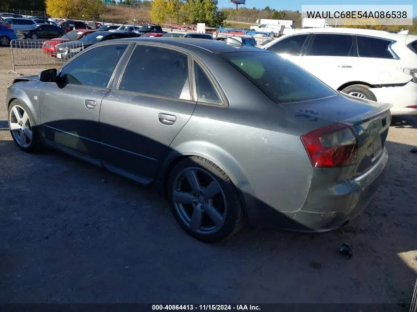 2004 Audi A4 1.8T VIN: WAULC68E54A086538 Lot: 40864413