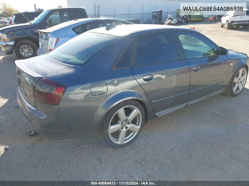 2004 Audi A4 1.8T VIN: WAULC68E54A086538 Lot: 40864413