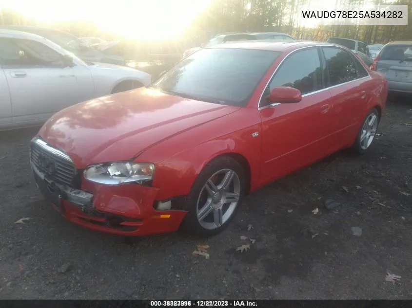 2005 Audi A4 3.2L VIN: WAUDG78E25A534282 Lot: 38323996