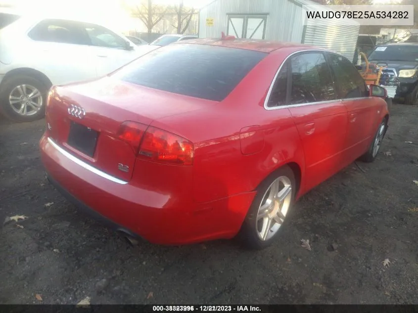 2005 Audi A4 3.2L VIN: WAUDG78E25A534282 Lot: 38323996