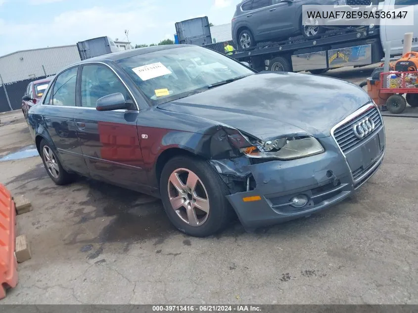 2005 Audi A4 2.0T VIN: WAUAF78E95A536147 Lot: 39713416