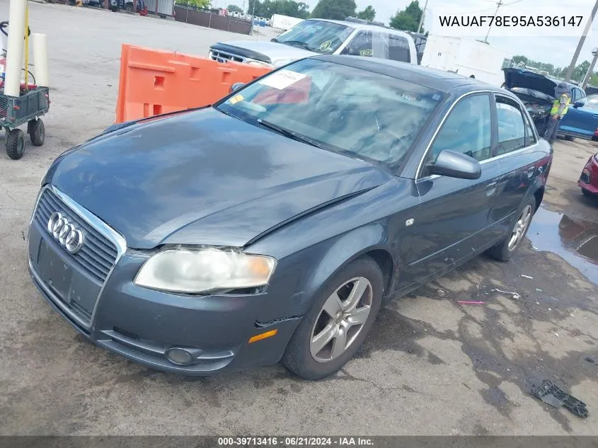 2005 Audi A4 2.0T VIN: WAUAF78E95A536147 Lot: 39713416