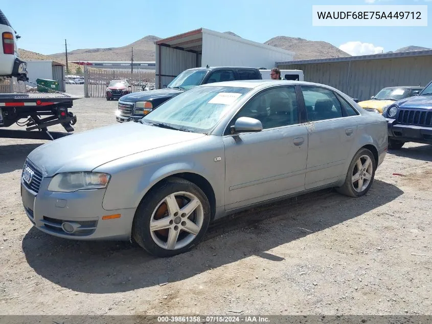 2005 Audi A4 2.0T VIN: WAUDF68E75A449712 Lot: 39861358