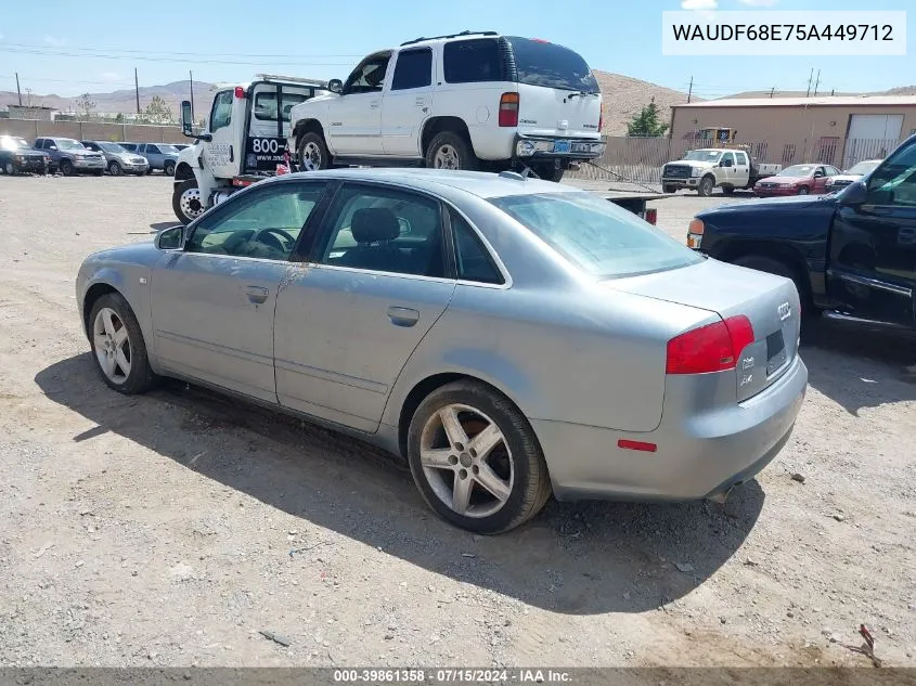 2005 Audi A4 2.0T VIN: WAUDF68E75A449712 Lot: 39861358