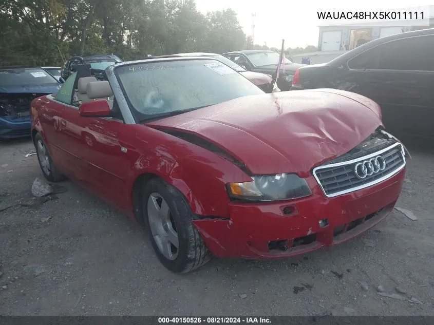 WAUAC48HX5K011111 2005 Audi A4 1.8 Cabriolet