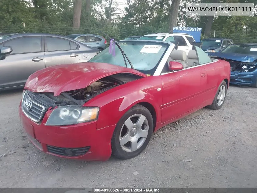 WAUAC48HX5K011111 2005 Audi A4 1.8 Cabriolet