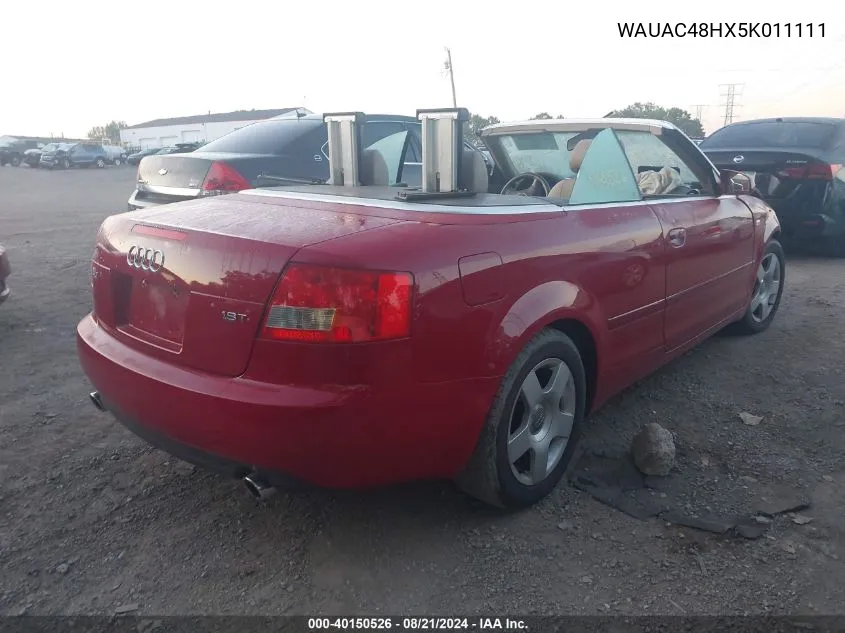 WAUAC48HX5K011111 2005 Audi A4 1.8 Cabriolet