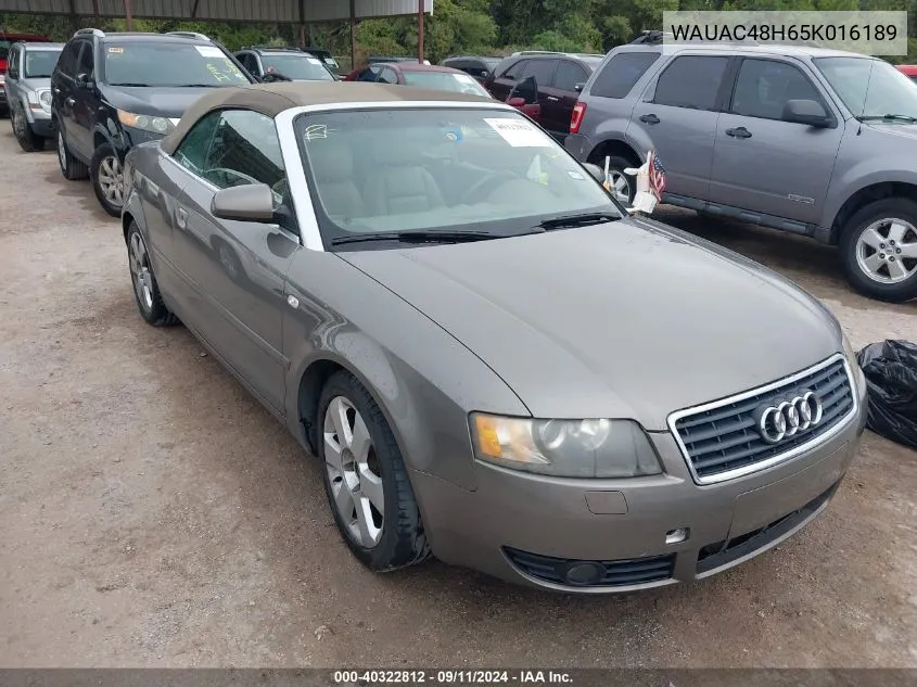 2005 Audi A4 1.8T VIN: WAUAC48H65K016189 Lot: 40322812