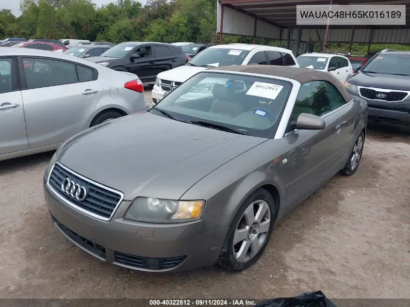 2005 Audi A4 1.8T VIN: WAUAC48H65K016189 Lot: 40322812